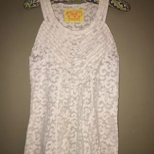 Free People White Lace Sleeveless Top M